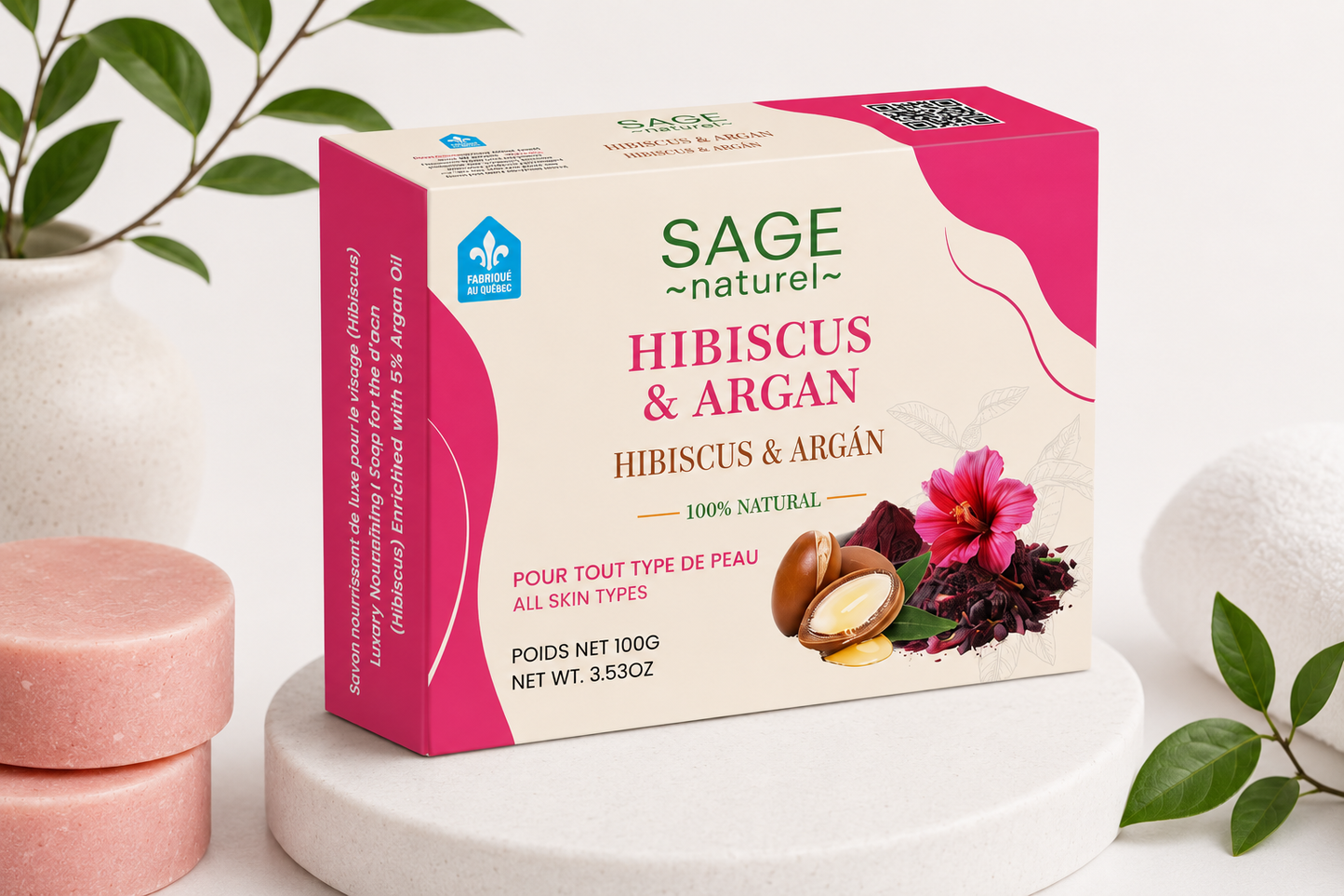 SAVON NOURISSANT DE LUXE POUR LE VISAGE (HIBISCUS ET ARGAN)