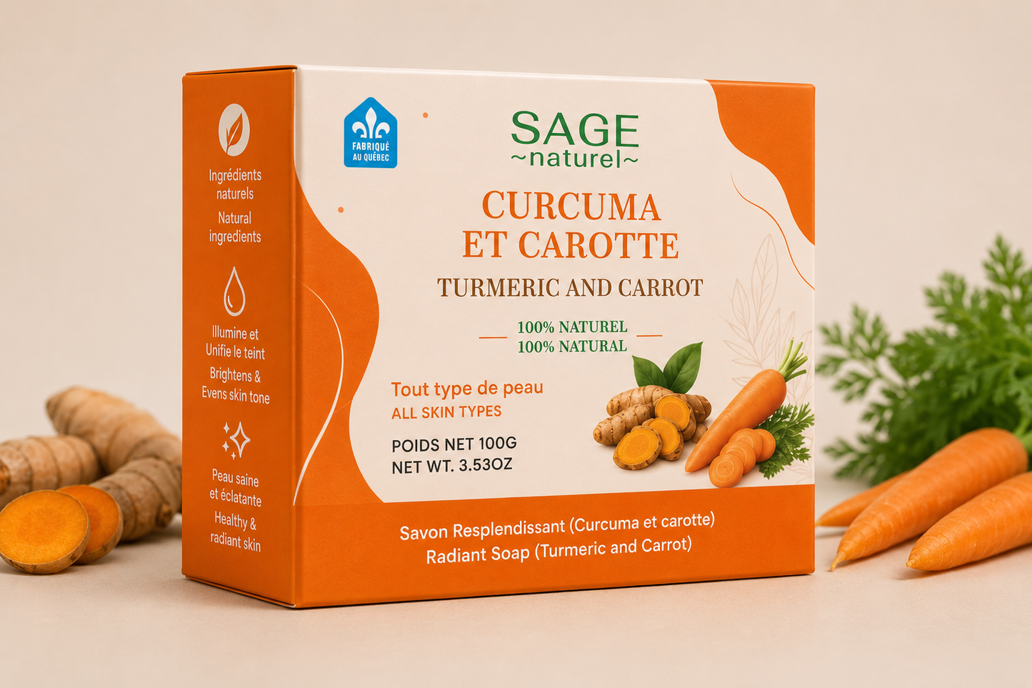 SAVON RESPLENDISSANT CURCUMA ET CAROTTE
